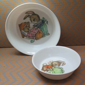 2 Oneida Deluxe 3243 3258 Peter Rabbit Melamine Melmac Bowls 6.5" 4.75" Set 3